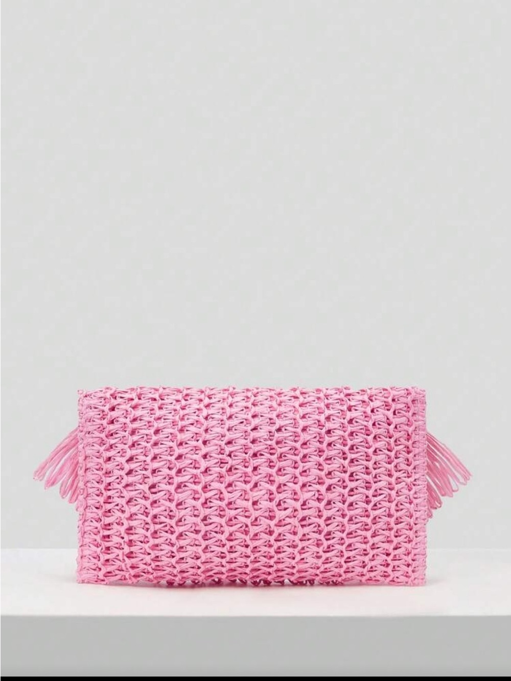 Baby Pink Crochet Fringe Clutch - Picture 4 of 8